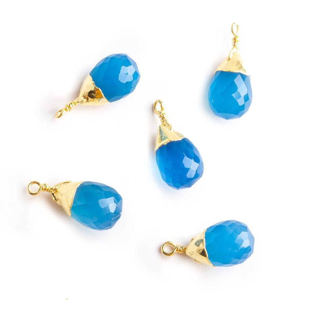 17x8mm Gold Leafed Santorini Blue Faceted Teardrop Focal Pendant 1 Piece - Lot of 5 - The Bead Traders