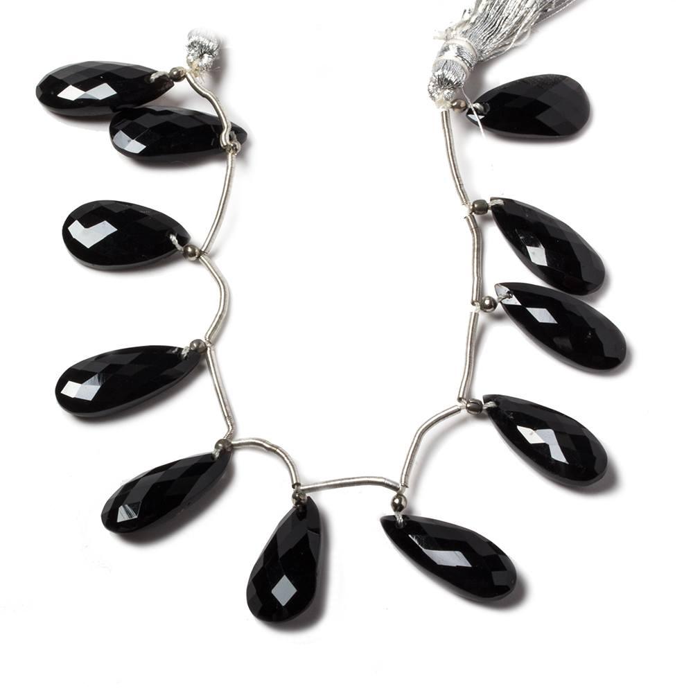 17x9-19x9mm Black Chalcedony top drilled faceted pear beads 7 in. 11 pieces. Color Treated - The Bead Traders