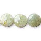 18-20mm Milky Aquamarine Faceted Coin Beads 8 inch 10 pieces - The Bead Traders