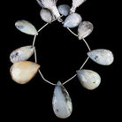 18 - 34mm Dendritic Opal Faceted Pear Beads 8 inch 10 pieces - The Bead Traders