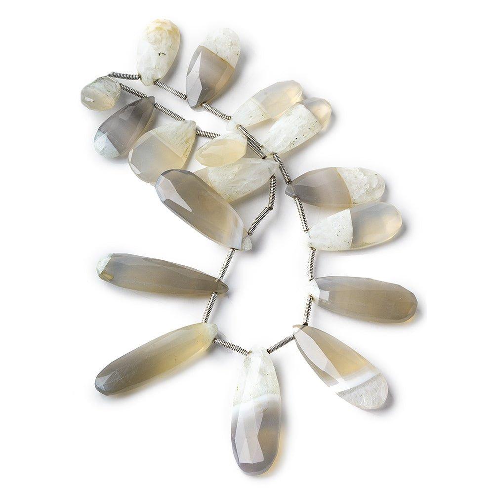 18.5x8.5-31.5x11mm Champagne Banded Agate Faceted Pears 8.5 inch 17 beads - The Bead Traders