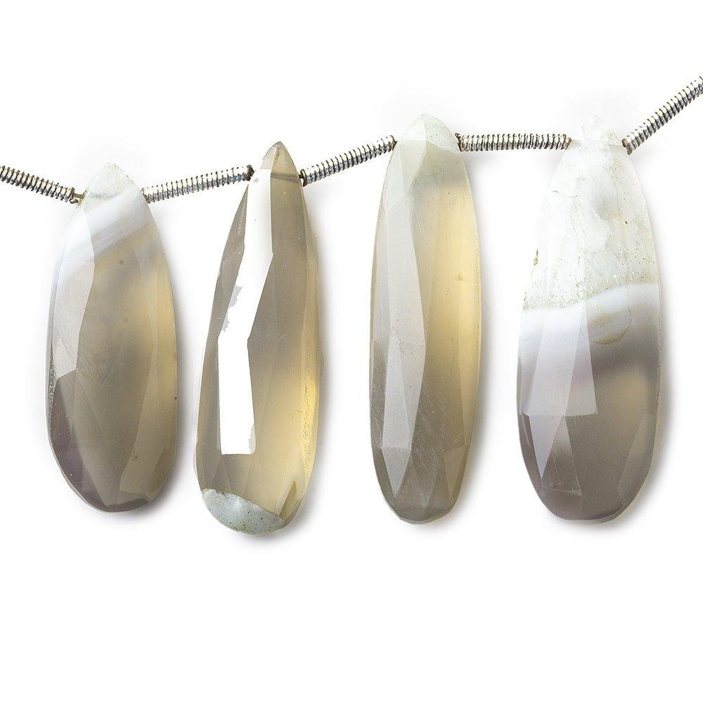 18.5x8.5-31.5x11mm Champagne Banded Agate Faceted Pears 8.5 inch 17 beads - The Bead Traders
