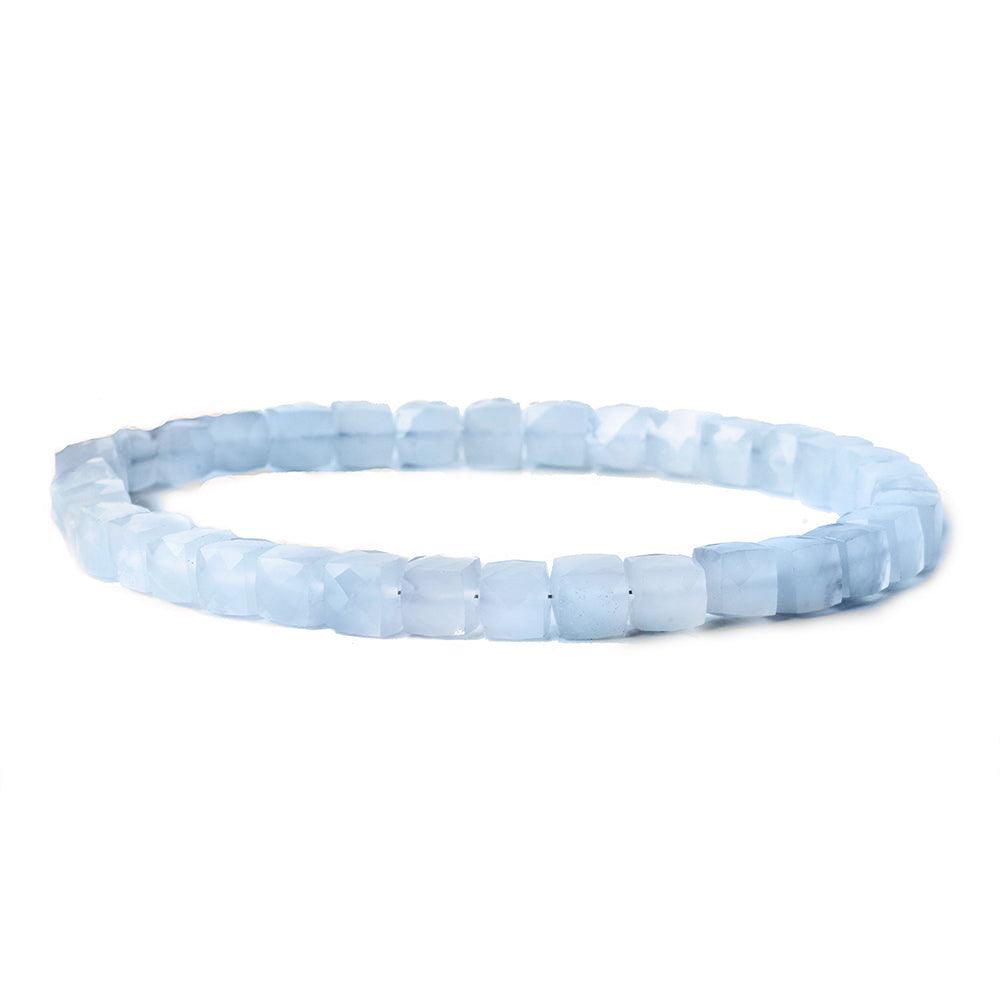 6-6.5mm Turkish Blue Chalcedony faceted cubes 8 inch 34 beads - The Bead Traders