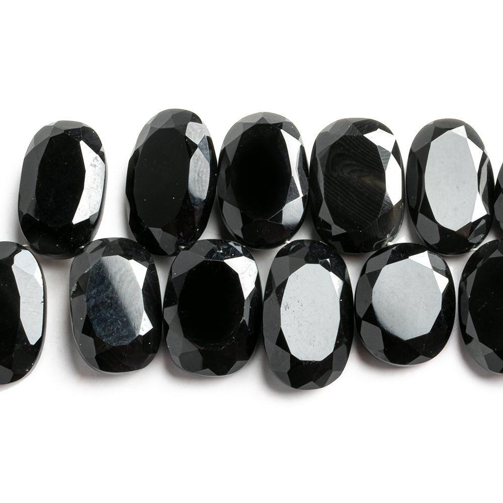 18mm Black Spinel Top Drilled Faceted Oval Beads 7.5 inch 28 pieces - The Bead Traders
