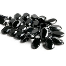 18mm Black Spinel Top Drilled Faceted Oval Beads 7.5 inch 28 pieces - The Bead Traders