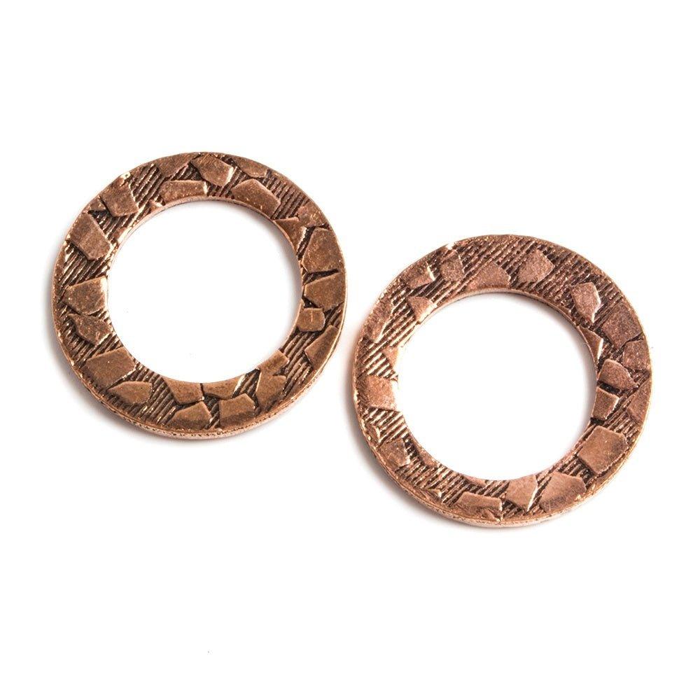 18mm Copper Ring Set of 2 pieces Embossed Animal Pattern - The Bead Traders