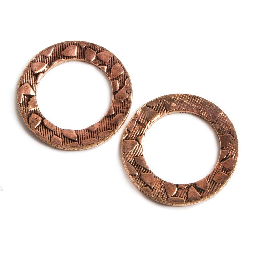 18mm Copper Ring Set of 2 pieces Embossed Animal Pattern - The Bead Traders