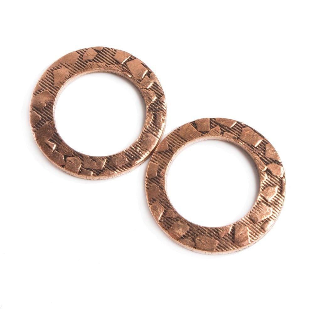 18mm Copper Ring Set of 2 pieces Embossed Animal Pattern - The Bead Traders