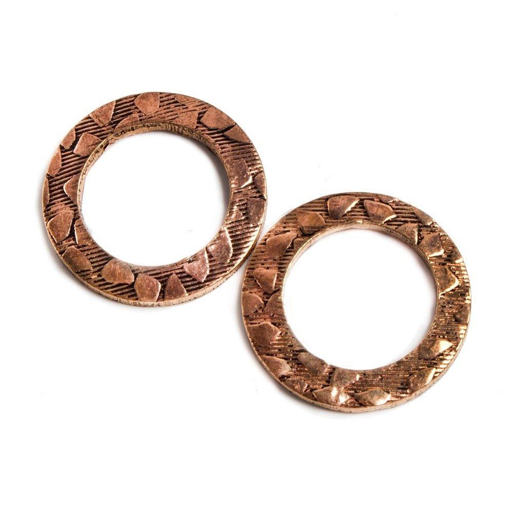 18mm Copper Ring Set of 2 pieces Embossed Animal Pattern - The Bead Traders