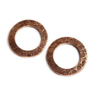 18mm Copper Ring Set of 2 pieces Embossed Circle Pattern - The Bead Traders