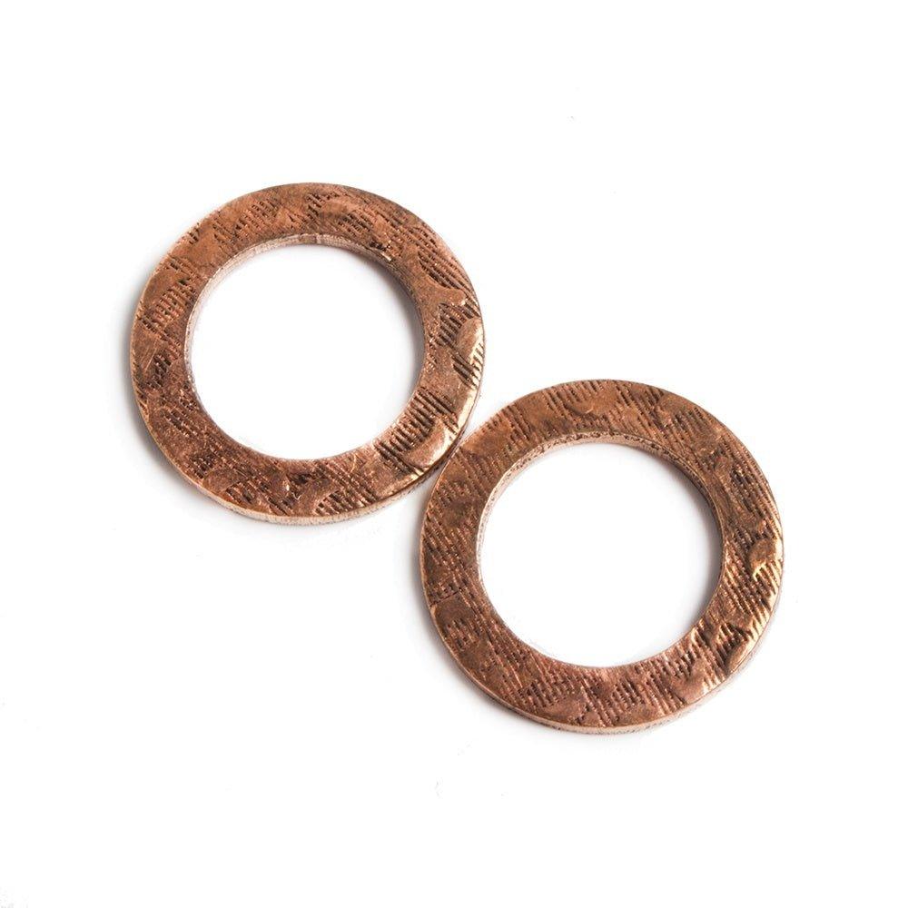 18mm Copper Ring Set of 2 pieces Embossed Half Moon Pattern - The Bead Traders