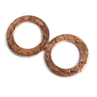 18mm Copper Ring Set of 2 pieces Embossed Rainbow Pattern - The Bead Traders