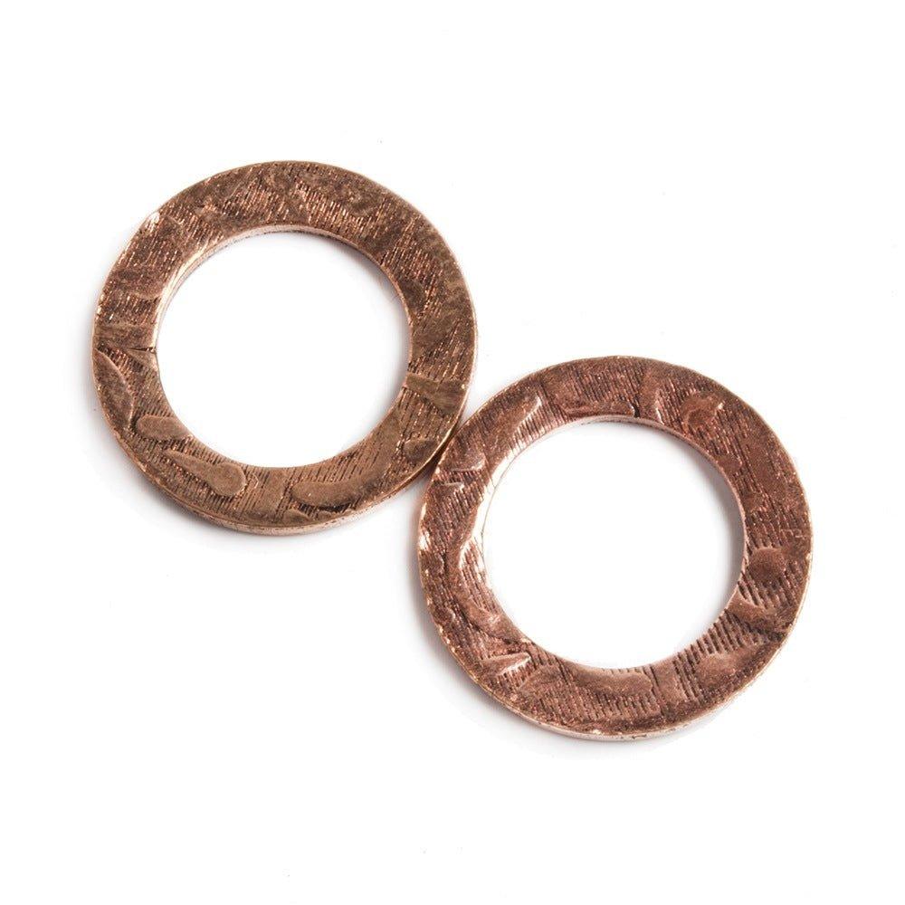 18mm Copper Ring Set of 2 pieces Embossed Whisp Pattern - The Bead Traders