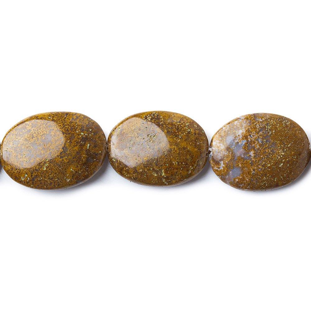18mm Desert Khaki Agate Plain Oval Beads, 16 inch strand - The Bead Traders