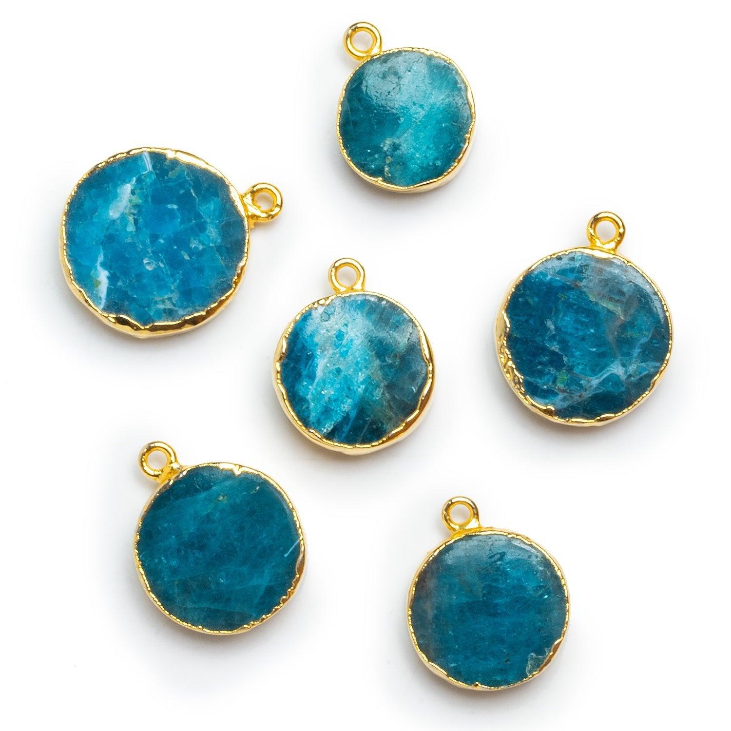 18mm Gold Leafed Apatite Coin Pendant 1 Bead - The Bead Traders