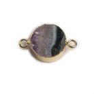 18mm Gold Leafed Banded Agate Plain Coin Connector focal bead 1 piece - The Bead Traders