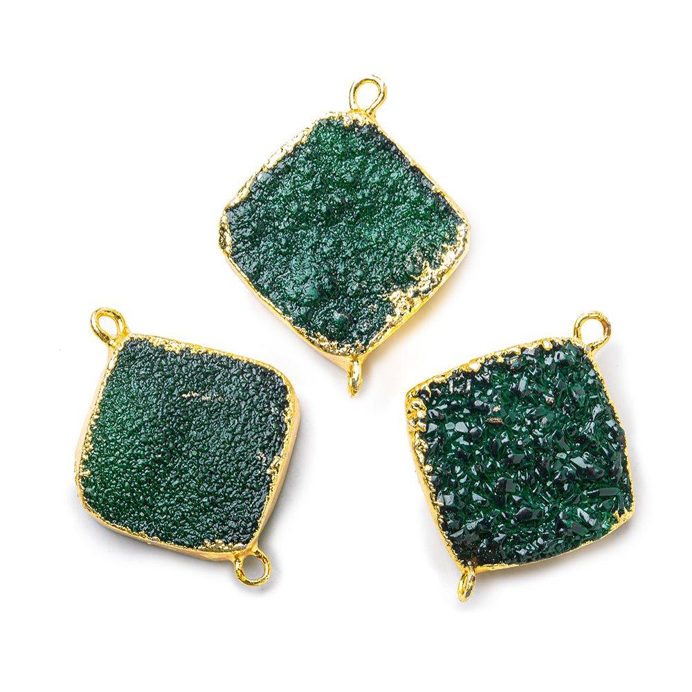 18mm Gold Leafed Green Drusy Square Corner Connector 1 bead - The Bead Traders