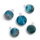 18mm Silver Leafed Apatite Coin Pendant 1 Bead - The Bead Traders
