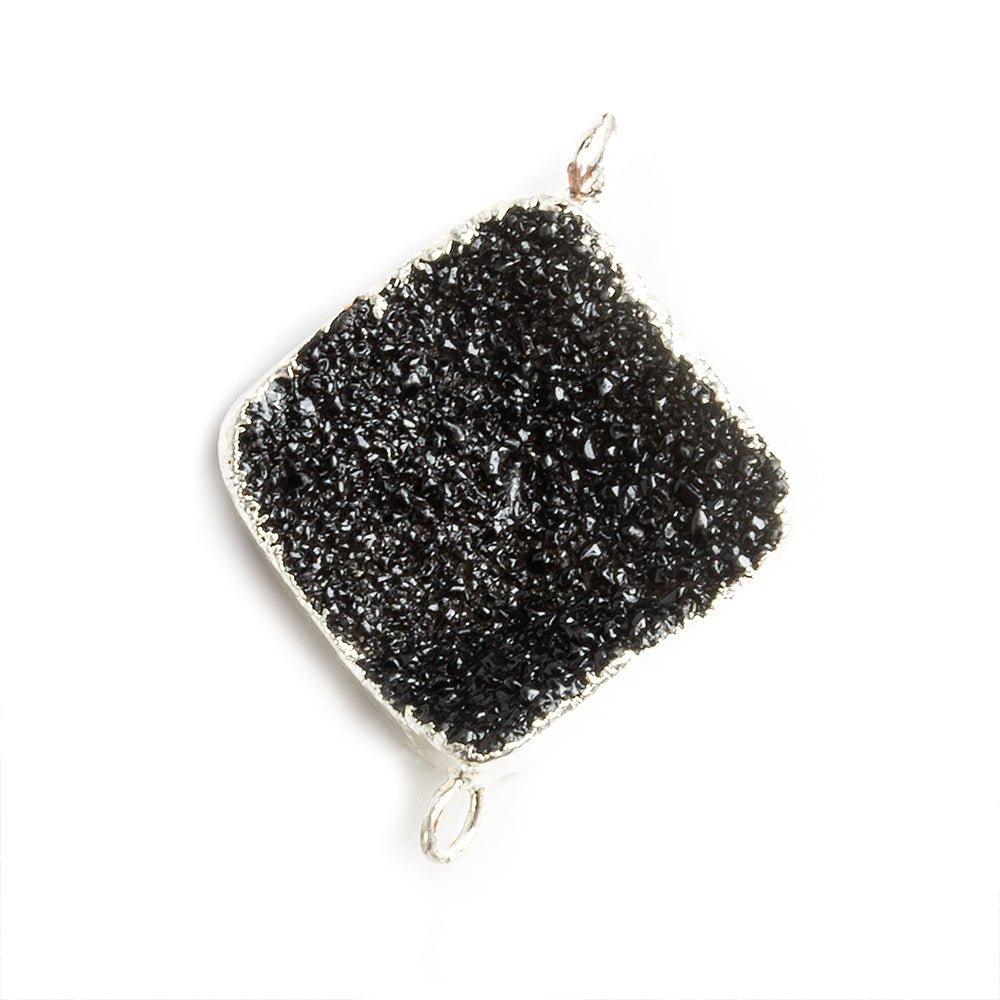 18mm Silver Leafed Black Drusy Square Corner Connector 1 bead - The Bead Traders