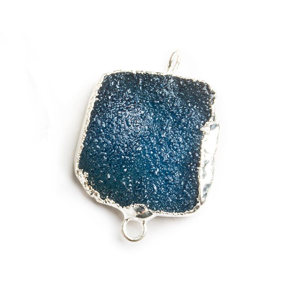 18mm Silver Leafed Blue Drusy Square Connector Focal 1 bead - The Bead Traders
