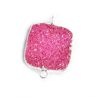 18mm Silver Leafed Pink Drusy Square Connector Focal 1 bead - The Bead Traders