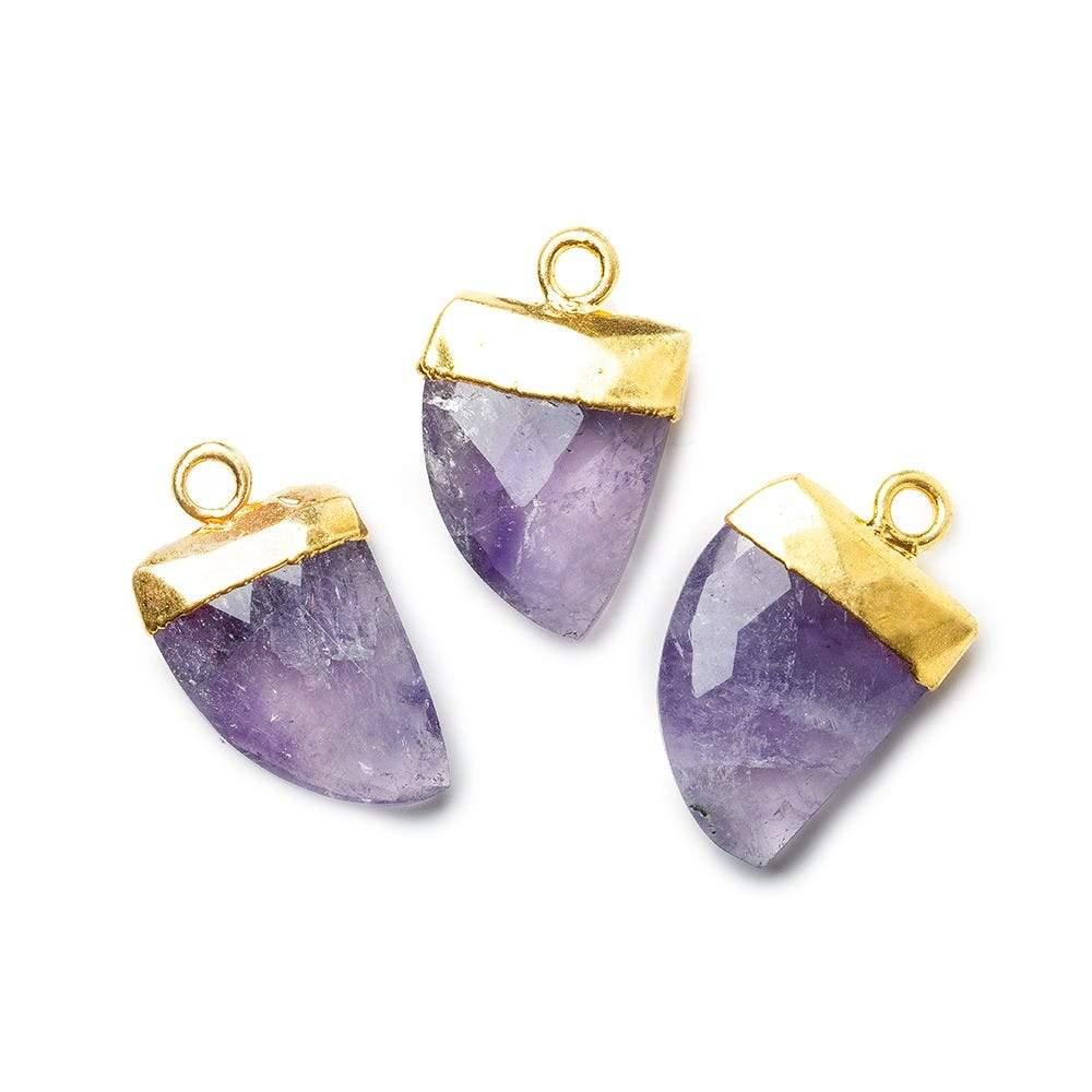 18x10mm Gold Leafed Amethyst Horn Pendant 1 bead - The Bead Traders