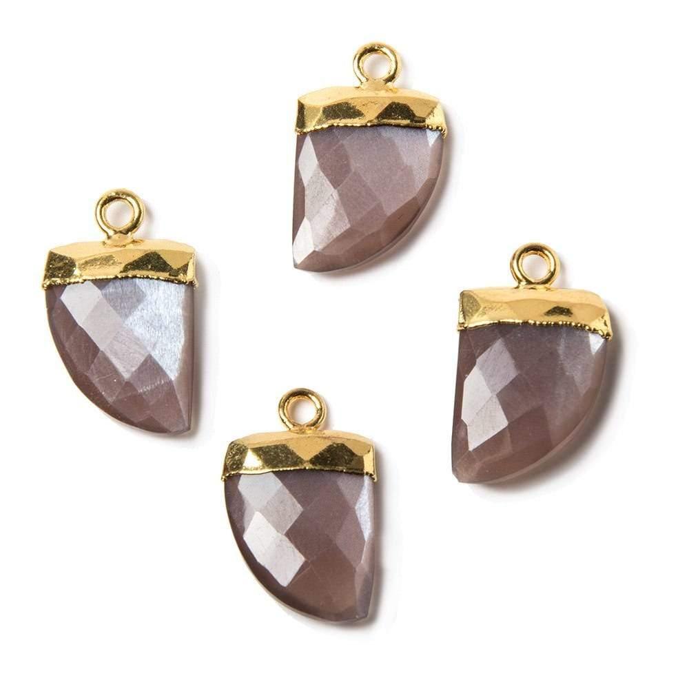 18x10mm Gold Leafed Chocolate Brown Moonstone Horn Pendant 1 bead - The Bead Traders
