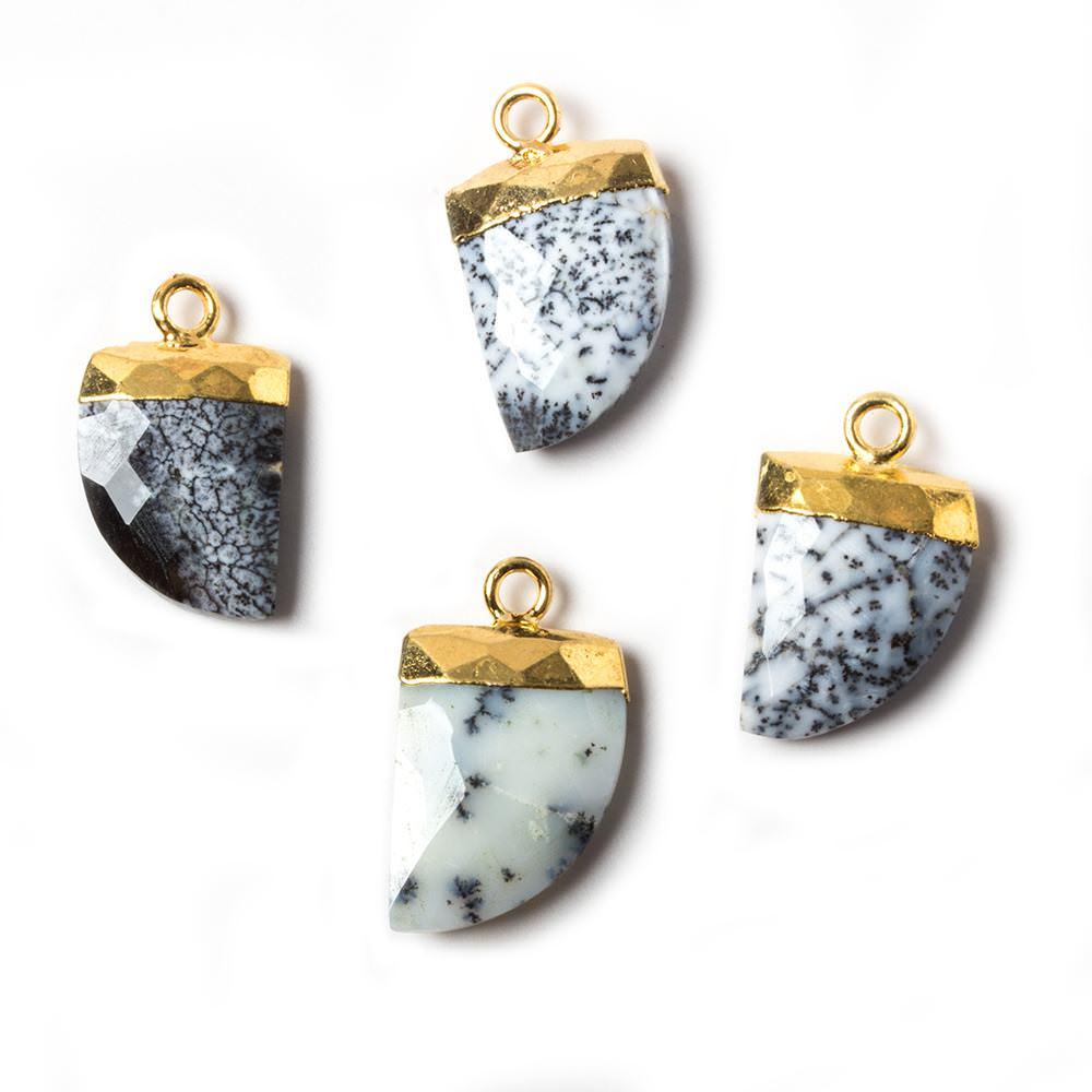 18x10mm Gold Leafed Dendritic Opal Horn Pendant 1 bead - The Bead Traders