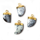 18x10mm Gold Leafed Dendritic Opal Horn Pendant 1 bead - The Bead Traders