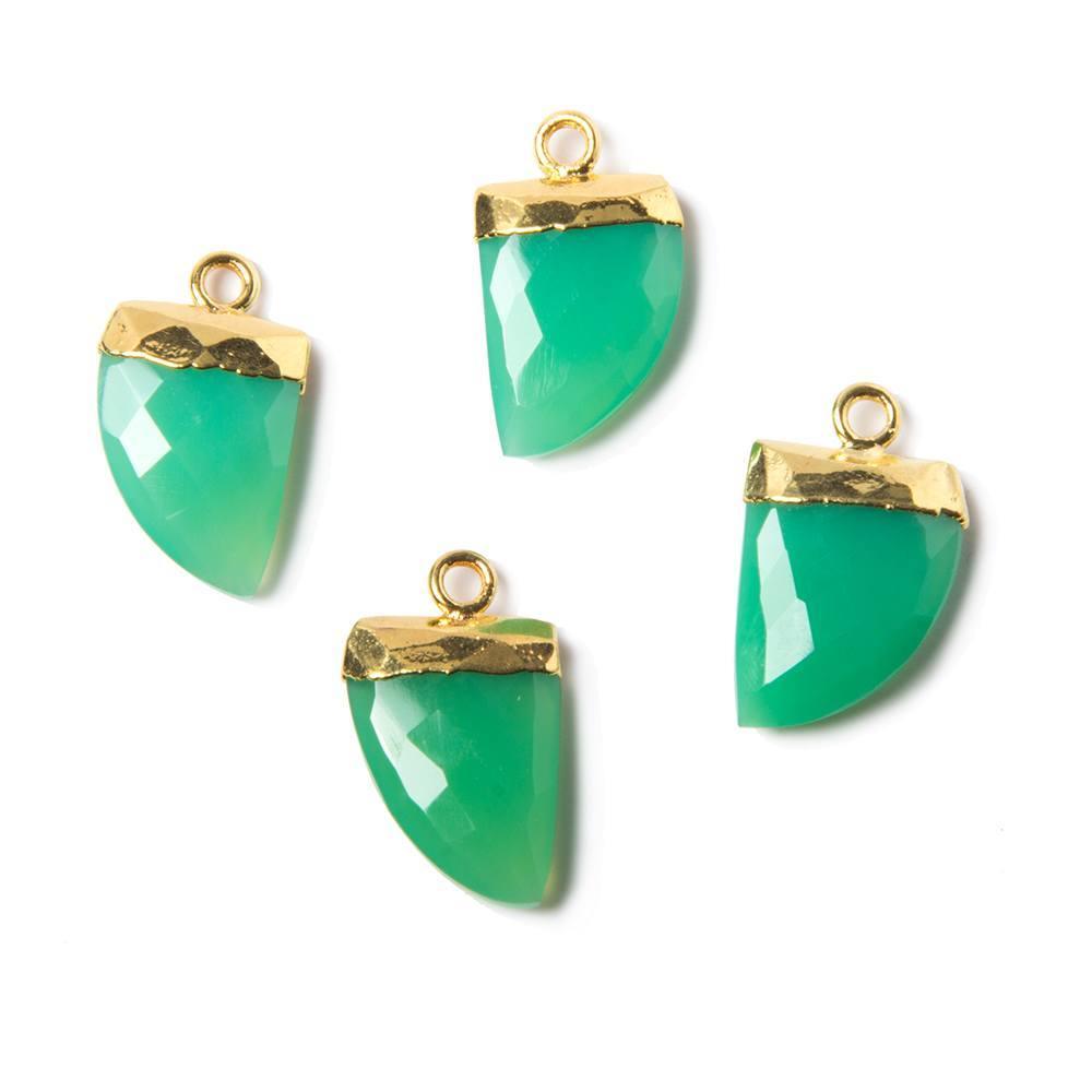 18x10mm Gold Leafed Green Chalcedony Horn Pendant 1 bead - The Bead Traders
