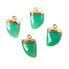 18x10mm Gold Leafed Green Chalcedony Horn Pendant 1 bead - The Bead Traders