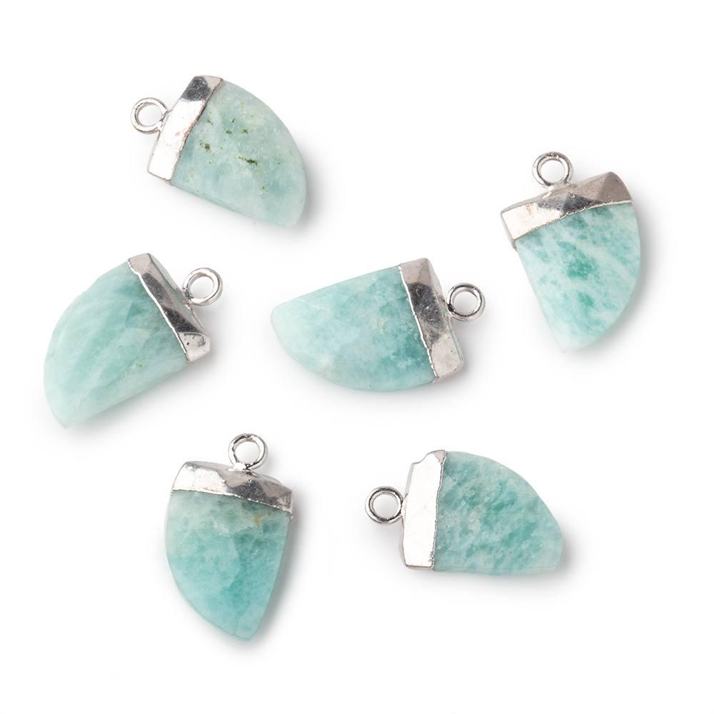 18x10mm Silver Leafed Amazonite Horn Pendant 1 bead - The Bead Traders