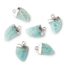 18x10mm Silver Leafed Amazonite Horn Pendant 1 bead - The Bead Traders