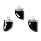 18x10mm Silver Leafed Black Chalcedony Horn Pendant 1 bead - The Bead Traders