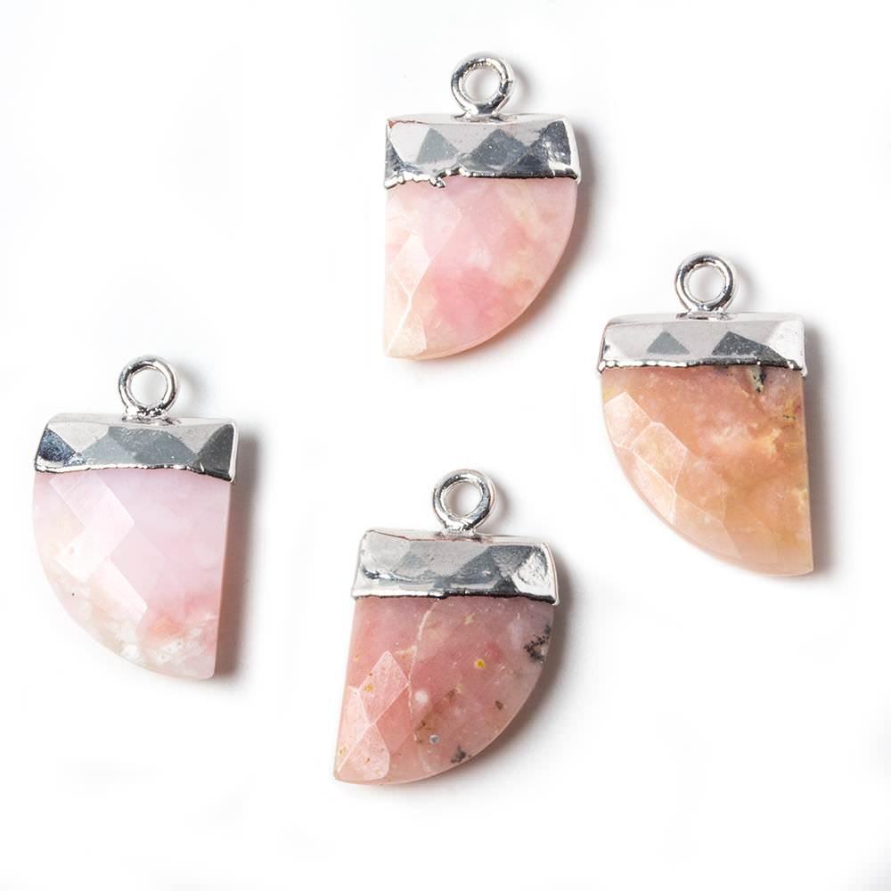 18x10mm Silver Leafed Pink Peruvian Opal Horn Pendant 1 bead - The Bead Traders