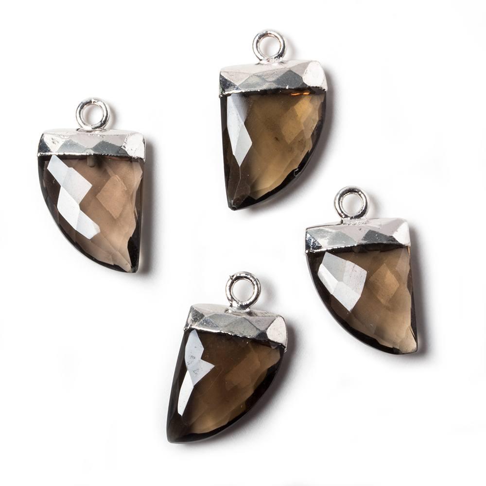 18x10mm Silver Leafed Smoky Quartz Horn Pendant 1 bead - The Bead Traders