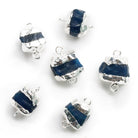 18x11mm Silver Leafed Blue Hammer Faceted Cube Connector - The Bead Traders