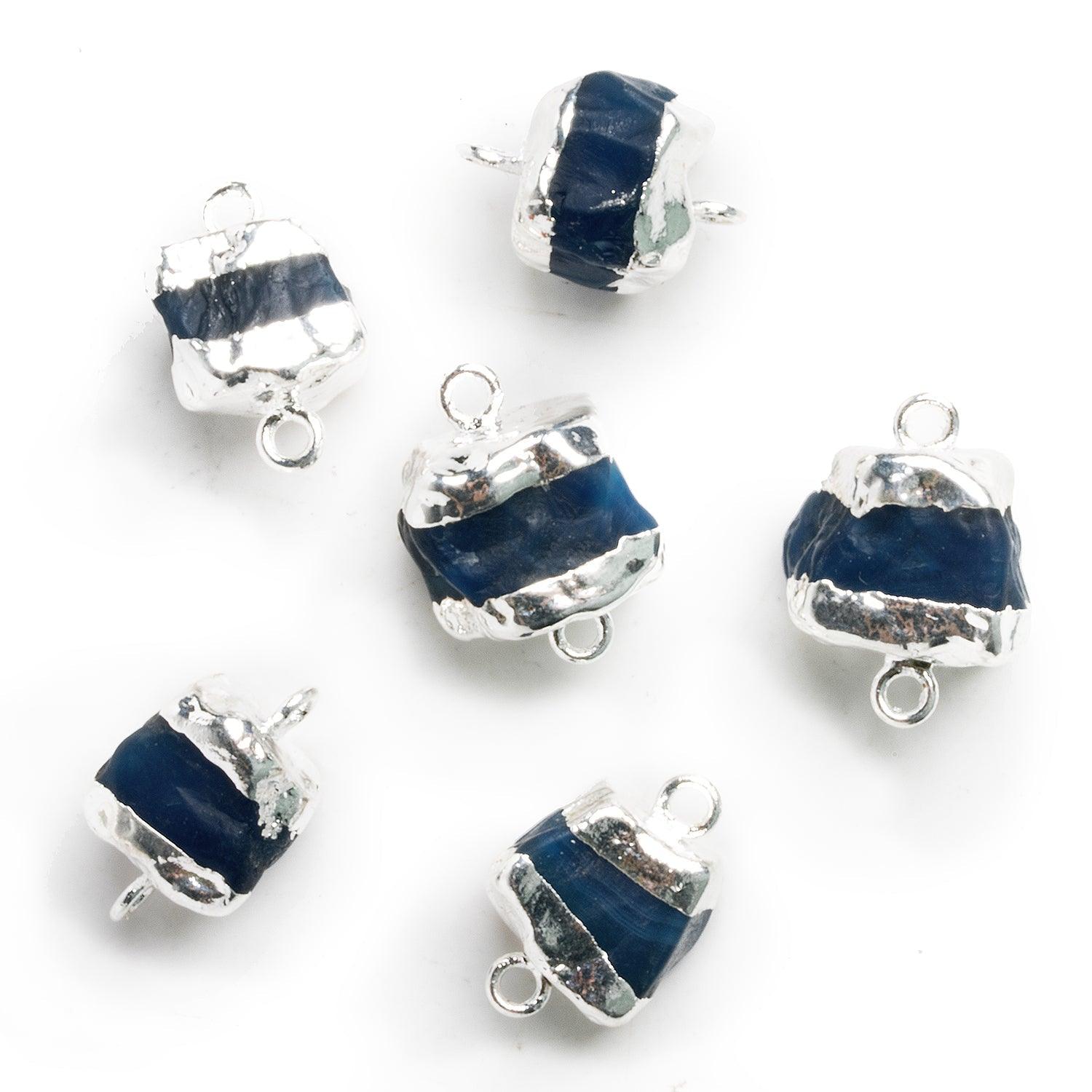18x11mm Silver Leafed Blue Hammer Faceted Cube Connector - The Bead Traders