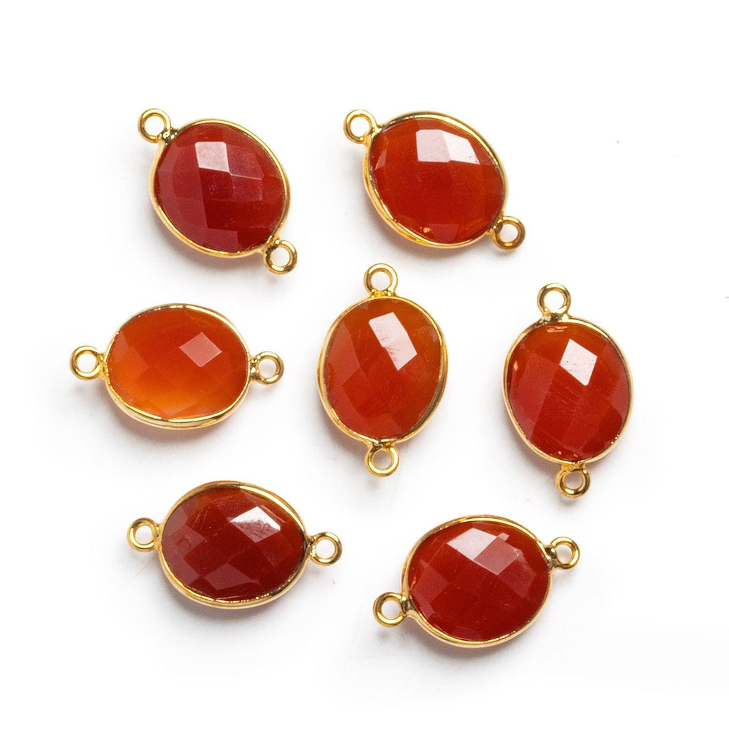 18x11mm Vermeil Bezeled Carnelian Oval Connector - The Bead Traders