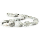 18x12mm Black Tourmalinated Milky Quartz Plain Pear Beads 15 inch 23 pieces - The Bead Traders