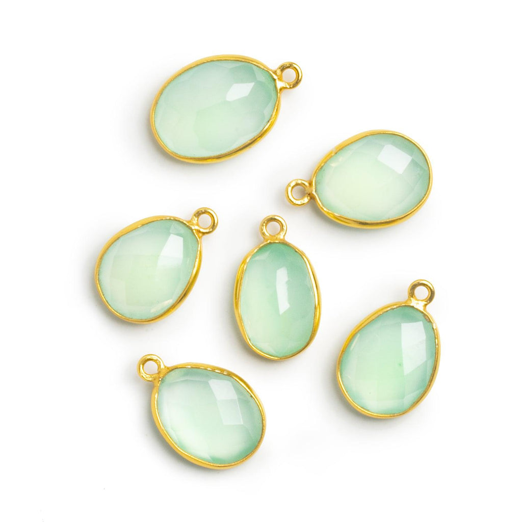 18x12mm Vermeil Bezeled Seafoam Blue Chalcedony Oval Pendant - The Bead Traders