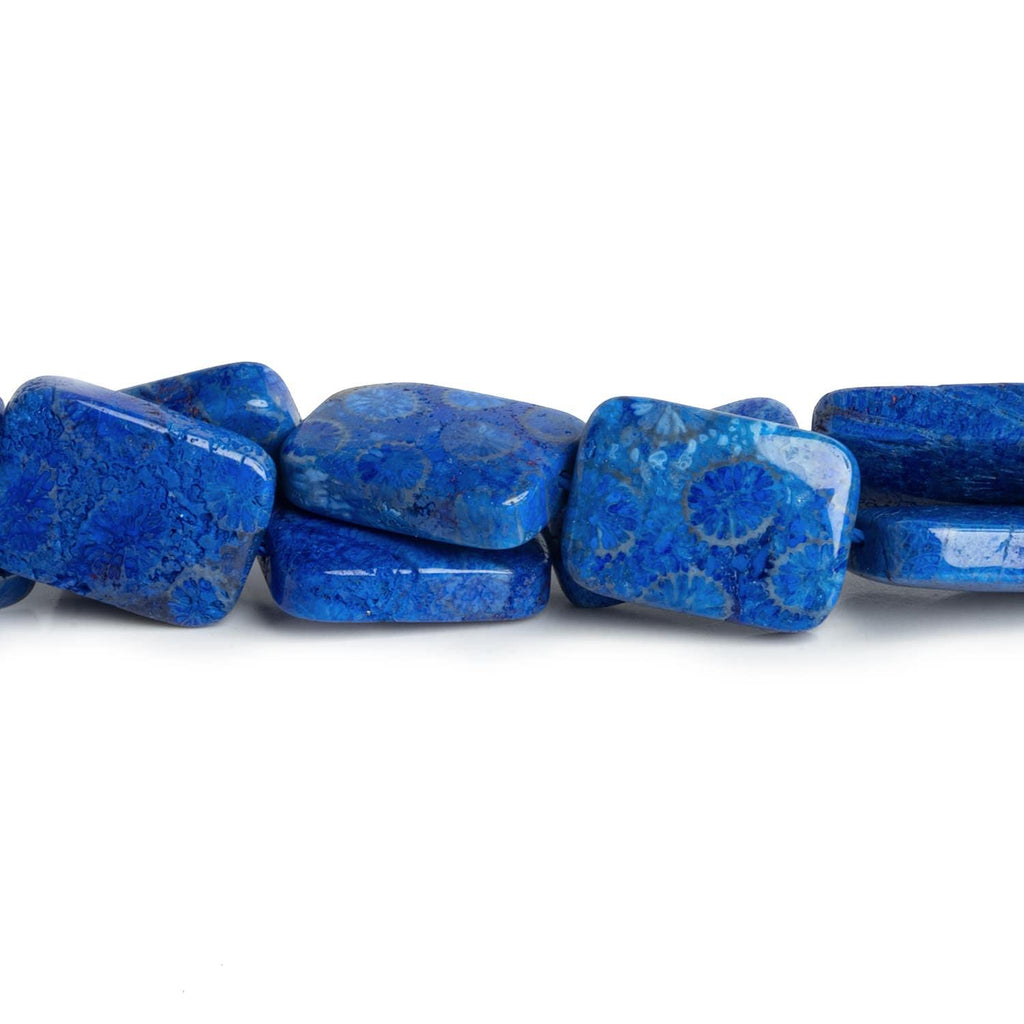 18x13mm Blue Fossil Coral Rectangles 16 inch 22 beads - The Bead Traders