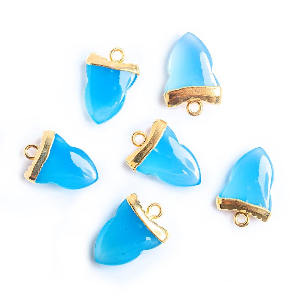 18x13mm Gold Leafed Royal Blue Chalcedony Shark Tooth Pendant 1 piece - The Bead Traders