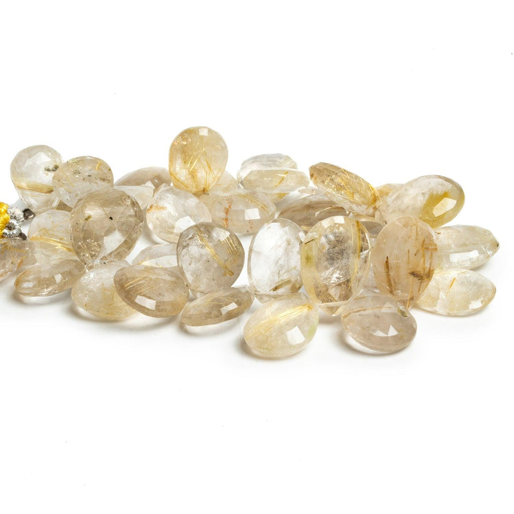 18x13mm Golden Rutilated Quartz Faceted Pears 7.5 inch 33 beads - The Bead Traders