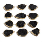 18x15-25x20mm Gold edged Black Free Form Drusy Connector 1 focal bead - The Bead Traders