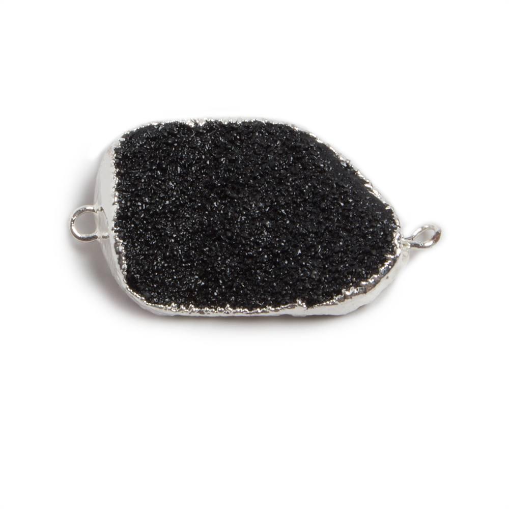 18x15-25x20mm Silver edged Black Free Form Drusy Connector 1 focal bead - The Bead Traders