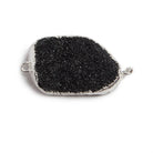 18x15-25x20mm Silver edged Black Free Form Drusy Connector 1 focal bead - The Bead Traders