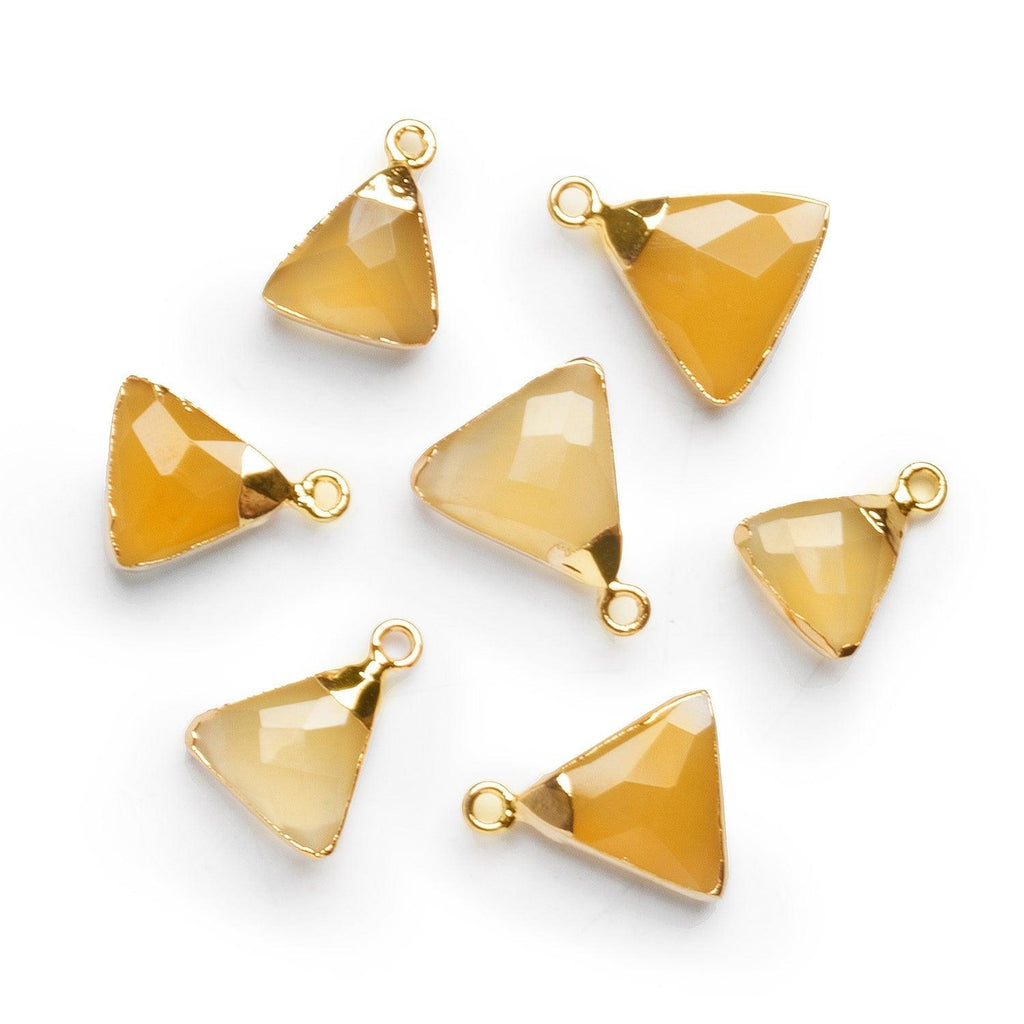 18x15mm Gold Leafed Yellow Chalcedony Triangle Pendant 1 Piece - The Bead Traders