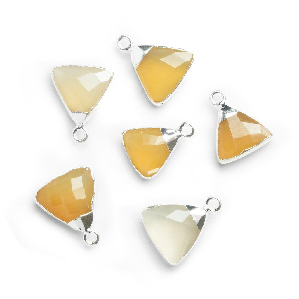 18x15mm Silver Leafed Yellow Chalcedony Triangle Pendant 1 Piece - The Bead Traders