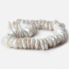18x16-20x16mm Silvery White center drilled Coin Freshwater Pearls 16 inch 64 pieces - The Bead Traders